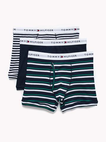 Férfi Tommy Hilfiger Pamut classics trunk 3pk Trunks Sötétkék Fehér Zöld | HU 1283RVD